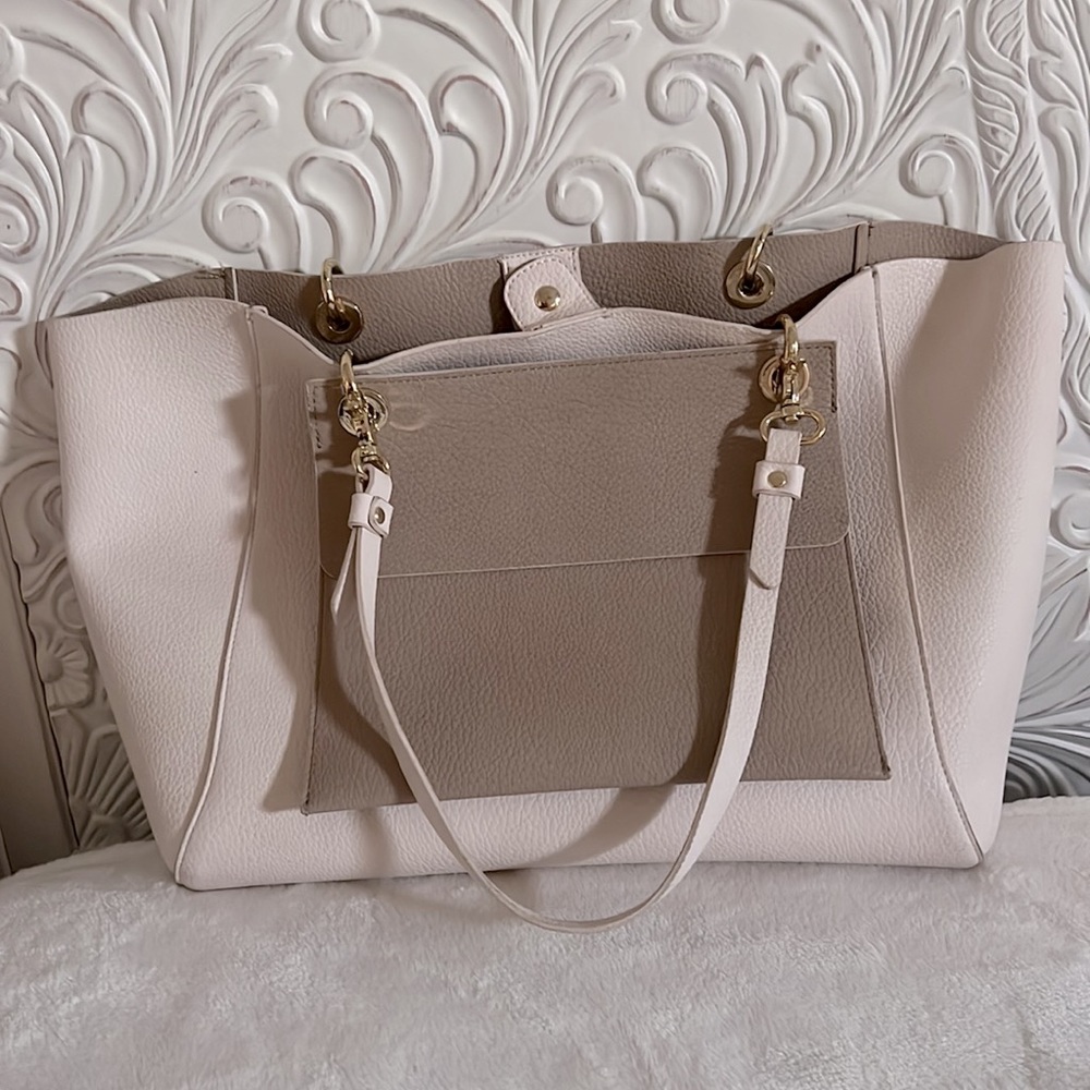 Beautiful Cream and Taupe Tote Bag